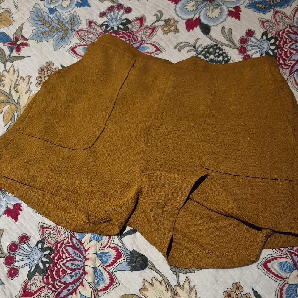 Shinestar High Waist Mustard Shorts